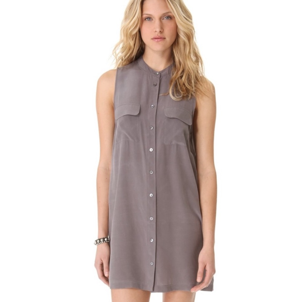Equipment Femme Silk Sleeveless Shirt Dress